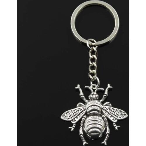 Fashion Hornet Honey Bee 40x38mm Pendant 30mm Key Ring Chain Bronze Silver Color Men Car Gift Souvenirs Keychain Dropshipping