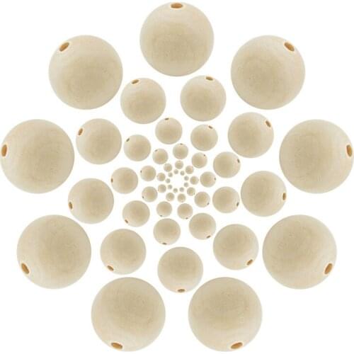 Julie Wang 8-20mm Unfinished Wooden Beads Natural Ball Round Wood Spacer Bead For Necklace Bracelet Jewelry Making Accessory