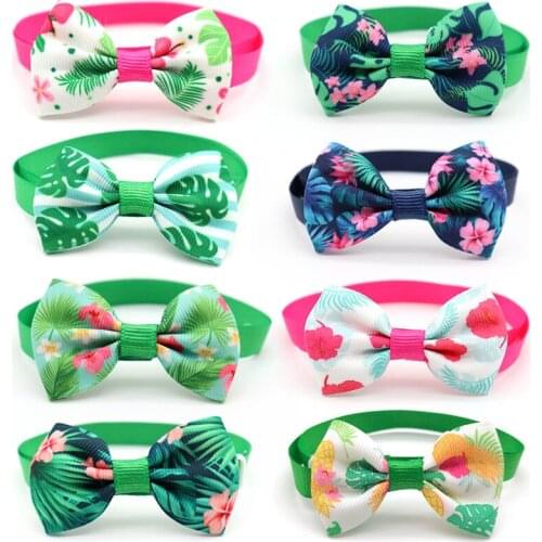 100pcs Summer Dog Accessories Small Dog Bow Ties Tropical Rainforest Cat Dog Bowties Pet Grooming Products
