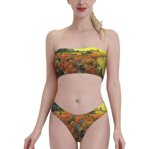 Monet Painting swimming suit for Women young Girls Van Gogh Bandeaukini 2021 Swimming Suit Bikinis