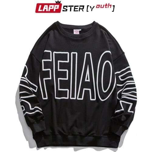 LAPPSTER-Youth Big Letter Japanese Streetwear Hoodies Men 2020 Pullover Mens Black Korean Fashiosn Sweatshirts Harajuku Hoodies