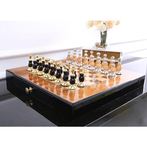 Mental Chess Set High-Quality Exquisite Furniture Decoration Chess With Unfoldable Chess Board Free Shipping