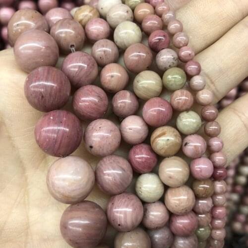 Natural Red Rhodonite Stone Round Loose Spacer Beads For Jewelry Making Charm DIY Bracelet Earrings Accessories 4/6/8/10/12mm