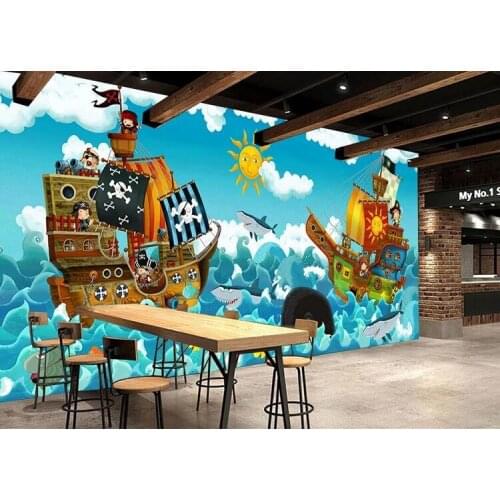 Papel de parede Custom Wallpaper 3d Photo Murals Hand Painted Pirate Ship living room bedroom Background Wall paper 3d