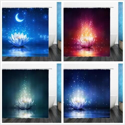 Flowers 3d Printed Buddha Flower White Lotus Shower Curtains Bathroom Curtain Waterproof Polyester Cloth With Hook Home Decor
