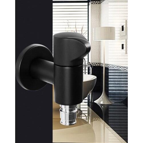 Washing Machine Faucets Outdoor Garden Faucet Wall Mounted Bibcock Black/Chrome Finish Copper Washing Machine Tap Small Taps