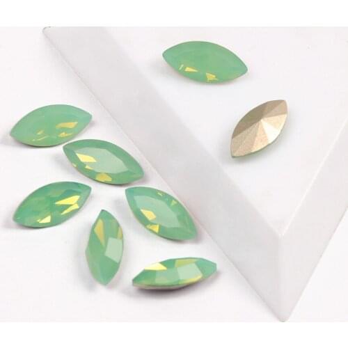 High Quality Crystal Pacific Opal Color Navette Shape Different Size Non Hotfix Rhinestone Super Bright Strass Nail Art Gems