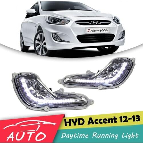 DRL For Hyundai Accent Solaris Verna 2012 2013 LED Car Daytime Running Light Waterproof Driving Fog Lamp Daylight