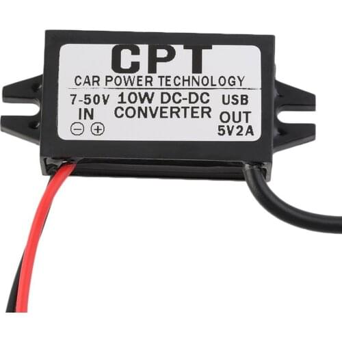 Waterproof DC 7-50V To 5V 2A USB Female Converter Regulator For Car With overload over low voltage protection
