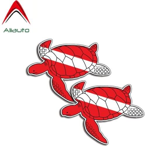 Aliauto 2 X Funny Car Sticker Sea Animals Scuba Diving PVC Reflective Waterproof Cartoon Decal Automobile Accessories,10cm*7cm