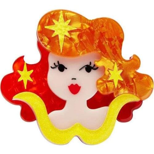 Angela GIRL Brooch Pin Resin Acrylic Brooches Pins Fashion Dress Accessory Jewelry