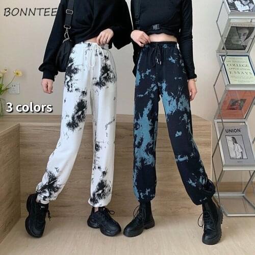 Casual Pants Women Tie Dye Plus Size S-4XL Harajuku Loose Summer Streetwear Full Length Elastic Waist Harem Cool Retro Joggers