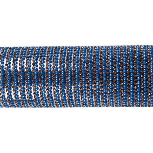 1sheet Blue Beaded Applique Gold Crystal Rhinestone Trim Banding Hotfix Motif Heat Transfer Iron on Stickers for Clothes T2503