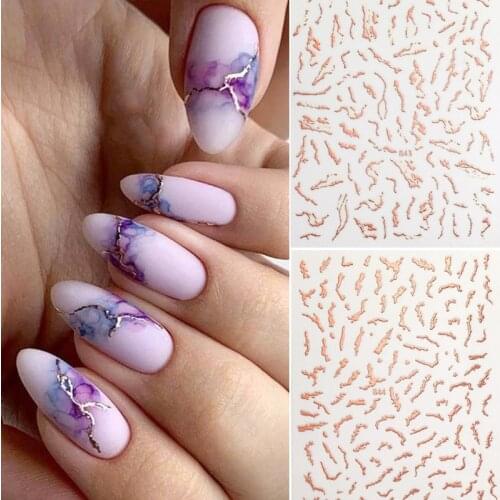 1pc Rose Gold Marble Water Ripple Nail Stickers Light Traceless Water Mark Nail Decals Nail Art Nail Decoration
