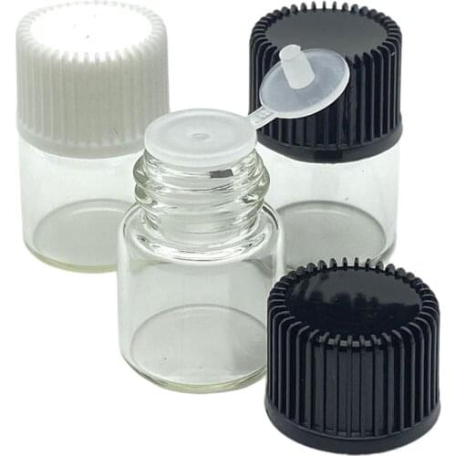 10pcs 1ml Small Clear Glass Bottles With Pull Orifice Rducer Screw Cap Mini Empty Wishing Vials