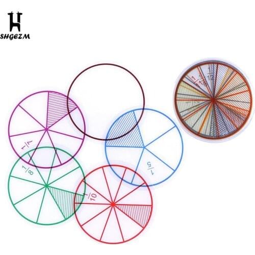 12Pcs Kids Mathematics Fraction Teaching Tool Learning Tool Education Toy Childrens Math Score Teaching Aid Toy Gift