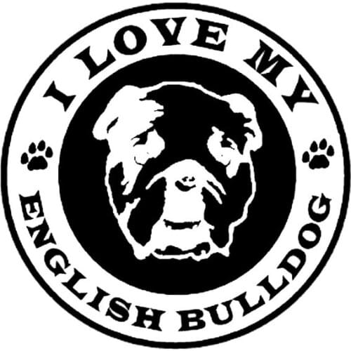 15.2CM*15.2CM I LOVE MY ENGLISH BULLDOG Vinyl Car Sticker Decals Black/Silver C10-00408