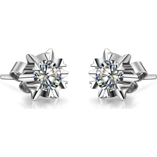 18KT Snowflake Stud Earrings 0.6CT/Piece Brand Earrings Moissanite Stud Jewelry Women Engagement Moissanite Earring Real 750