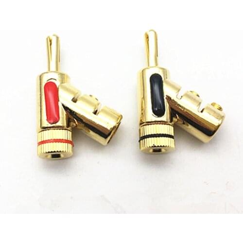 2Pcs/lot 4MM Screw Locks HIFI Banana socket Connector Y Type Banana Pllug for Audio Video Amplifier Speaker Dual purpose