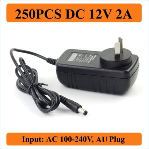 250PCS 12V 2A AU Plug AC DC Adapter AC 100-240V to DC 12V 2A Adapter Switching Power Supply Charger For LED Strips Light