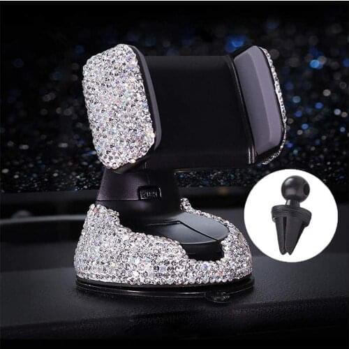 3 in 1 360 Degree Car Phone Holder for Car Dashboard Auto Windows and Air Vent with DIY Crystal Diamond Type