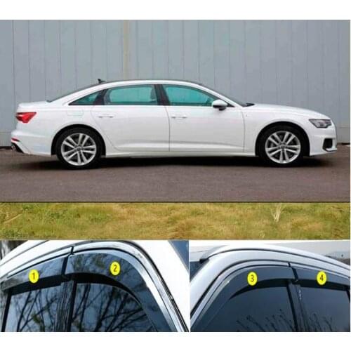 4pcs Plastic Exterior Visor Vent Shades Window Sun Rain Guard Deflector For Audi A6L 2019 2020 2021 YJD
