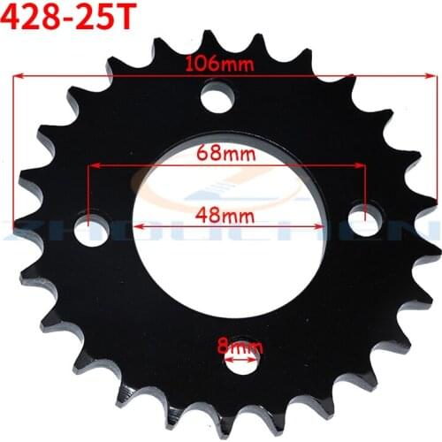 428 25T 48MM motorcycle chain sprocket rear rear sprocket gear suitable for 428 chain 110cc 125cc 140cc mud pit bicycle kart