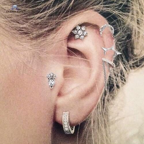 6 pcs/lot Owl Bijoux Flower Tassel Ear Cuff Earrings Tragus Piercing Helix Piercing Fake Piercing Pircing Fake Nose Ring Jewelry