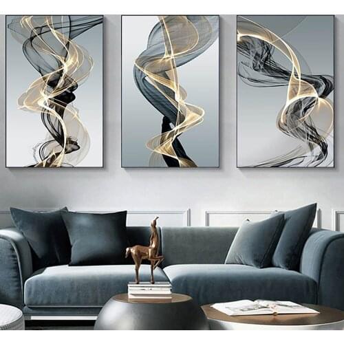 Abstract Black Yellow Lines Diamond Painting Modern Diamond Embroidery Wall Art Pictures for Living Room Bedroom Home Decor
