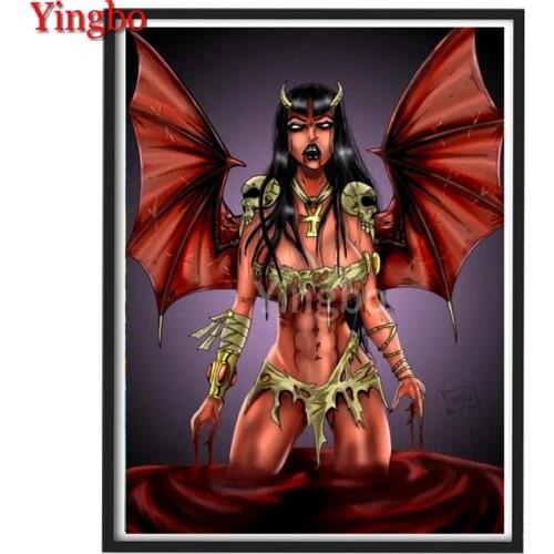 DIY Diamond Painting Bat Vampire Woman Diamond Mosaic Full Drill Square round Cross Stitch Handmade Hobby Halloween Gift