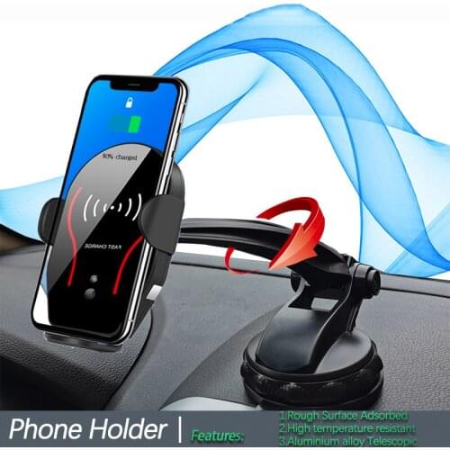 New Type Car Phone Holder Rough Surface Adsorb Sucker Universal Support Wireless Charger Auto Infrared For Iphone Samsung Xiaomi