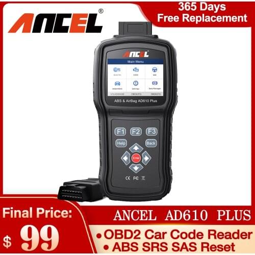 ANCEL AD610 Plus OBD2 Automotive Scanner Engine Check ABS SRS Airbag SAS Reset Code Reader for Autotool Diagnostic Scanner Tools