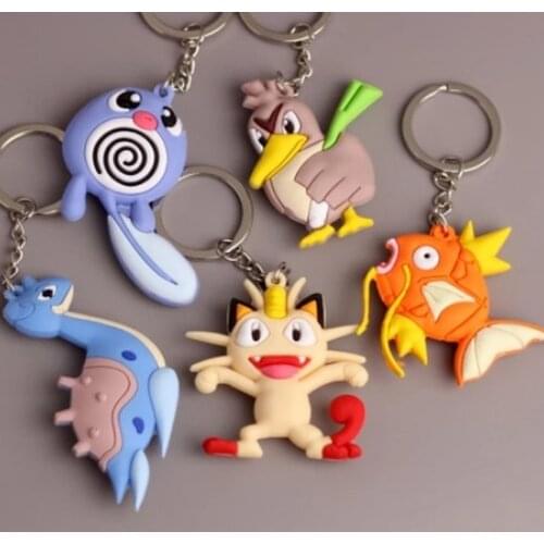 Pokemon Pikachu Keychain Cartoon Anime Character Cute Style Boy Girl School Bag Key Chain Keychain Accessories Birthday Gift