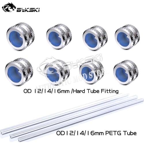Bykski PETG Hard Tube Fittings Combo OD12 OD14 OD16 Hard Pipe For PC Water Cooling System Black Silver Gold Red Blue White Gun