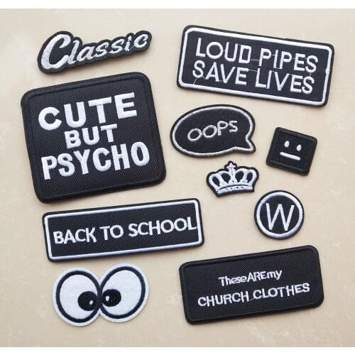 Black Crown Embroidery Patch For Hats Iron On Patches Embroidered Clothes Patchs Appliques For Clothing Stickers CX91-100