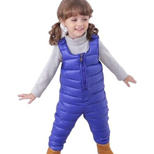 Warm Sleeveles Baby Romper Down Cotton Toddler Overalls Snowsuit Kids Bib Pants Children Coveralls Boys Girls Suspender Trousers