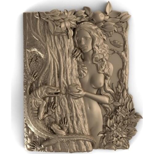 Eva and snake 3D Model relief for cnc router Artcam Aspire Furniture decoration STL format file M302
