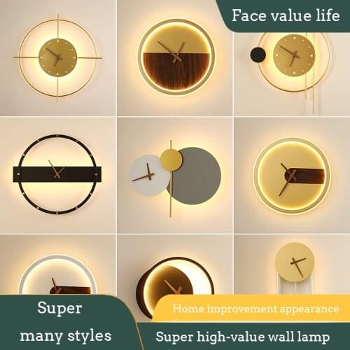 FLKL Nordic Designer Creative Wall Lamp Post-modern Personality Simple Living Room Dining Room Bedroom Bedside Clock Wall Lamp