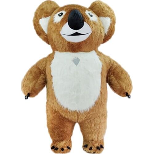 Brown and White Inflatable Koala Costume Plush Mascot Suit Big Koala Blow Up Outfit Adult Fancy Dress