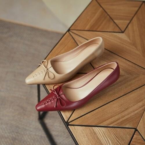 HOT SALE Women Pumps natural leather shoes 22-25 cm length pointed toe fashion all-match women shoes 2 colors shoes women heels