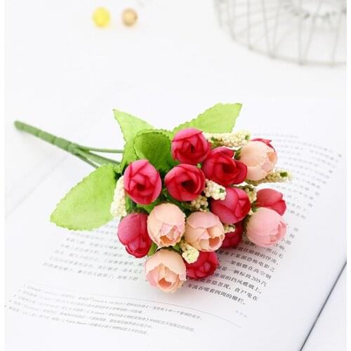 Artificial Roses Silk Bouquet DIY Home Wedding Decoration Accessories Cheap Plastic Artificial Flowers