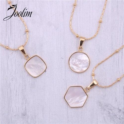Joolim Jewelry PVD Gold Finish Symple Gradually Varied Shell Pendant Necklace Stylish Stainless Steel Necklace