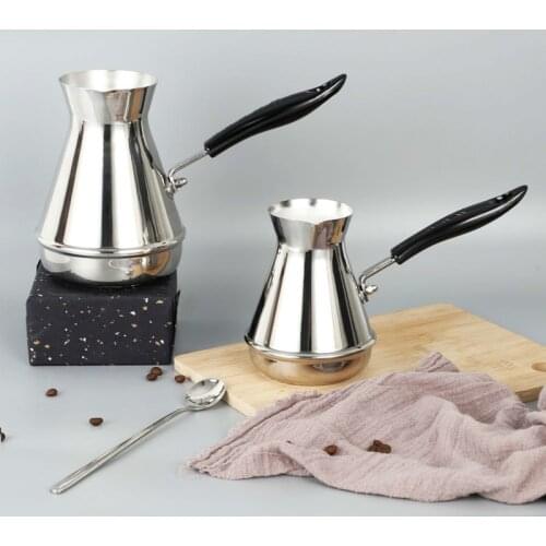 Uropean Long Handle Moka Pot Portable Turkish Arabian Stainless Steel Coffee Pot Butter Melting Pot Coffee Utensils WF1111