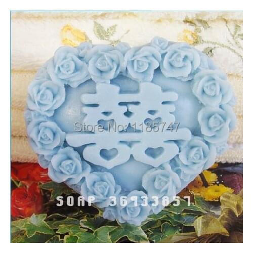 Chinese Wedding Soap Mold 3D Heart Silicone Mold Chocolate Craft Molds