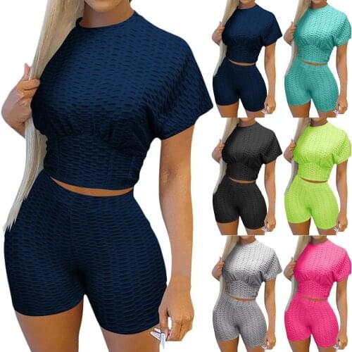 Women High-waisted Sportswear Sexy Shorts Suit Stretch Two-piece Sports Suit Workout Clothes Top Shorts For Fitness Running Yoga