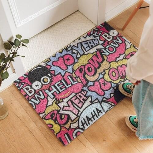 Retro Style Entrance Door Mat Carpet Kitchen Corridor Hallway PVC Non-slip Dustproof Home Living Room Door Mat Custom Mat Carpet