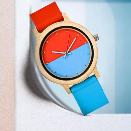 Creative Two-color Stitching Wood Watch for Men Women Fashion Candy Color Silicone Watch Ladies Quartz Wristwatch Relojes Hombre