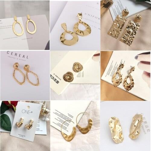 Legenstar 2021 Hammered Mixed Metal Disc Earrings for Women Gold Color Statement Earring Punk Style Geometric Jewelry Brincos