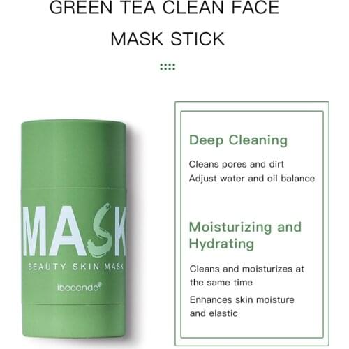 2pcs/lot Natural Green Tea Face Mask Face Care Moisturizing Blackhead Stick 40g Oil Control Acne Pores Dirt Clearing Solid Mask