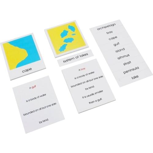 Montessori Science Toys Geography Cards PVC Materials 10 Kinds of Topography English Reference Card Recognition Introduction Toy